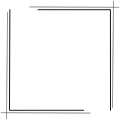 Black square frame element with line border png.