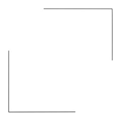 Black square frame element with line border png.