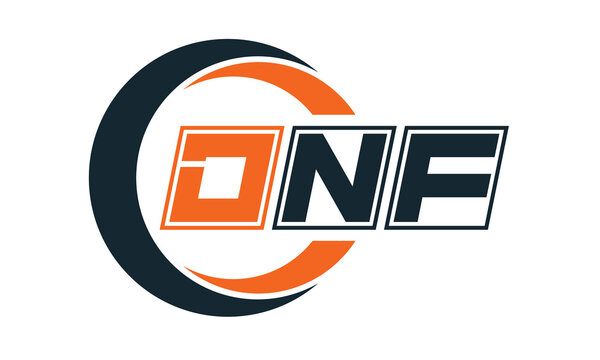 DNF three-letter circle logo design. custom font logo vector template | abstract logo | word mark logo | letter mark logo | business logo | minimalist logo | font logo |