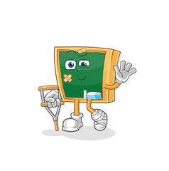 blackboard sick with limping stick. cartoon mascot vector