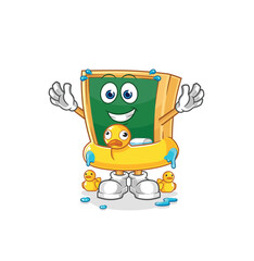 blackboard with duck buoy cartoon. cartoon mascot vector