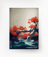 Abstract drawing with an Asian atmosphere. Vector.