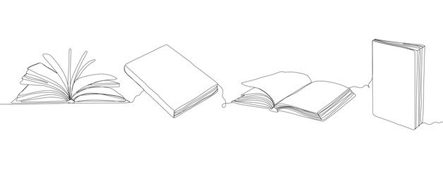 Single continuous line drawing of books. Back to school minimalist style. Education concept. Modern one line draw graphic design vector illustration