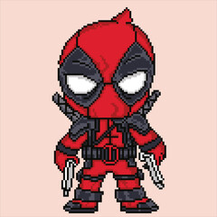 super hero character with pixel art style