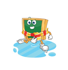 blackboard ice skiing cartoon. character mascot vector