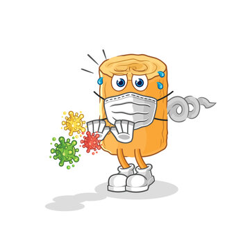 wooden corkscrew refuse viruses cartoon. cartoon mascot vector