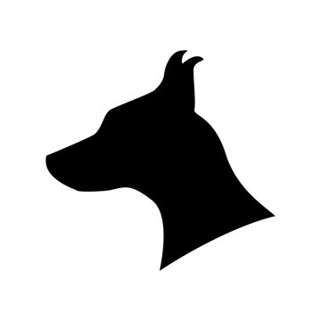 recommend clip art: Doberman silhouette black. Dog vector illustration