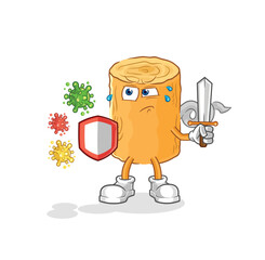 wooden corkscrew against viruses cartoon. cartoon mascot vector