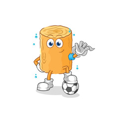 wooden corkscrew playing soccer illustration. character vector