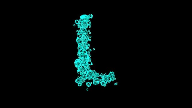 moving teal bijouterie gems letter L - finest diamonds alphabet, isolated - loop video