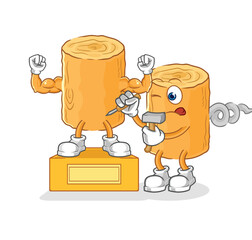 wooden corkscrew sculptor character. cartoon mascot vector