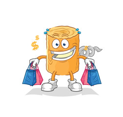 wooden corkscrew shoping mascot. cartoon vector
