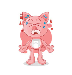 pig low battery mascot. cartoon vector