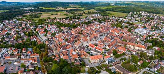 Aerial view of the city Altdorf bei Nürnberg in Germany, Bavaria on a sunny day in summer.