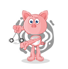pig hypnotizing cartoon. cartoon mascot vector