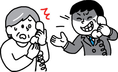 悪意のある内容や電話勧誘振り込め詐欺の電話に焦るシニア女性