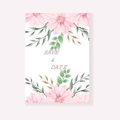 wedding card with pink flowers