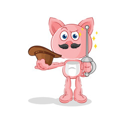 pig fencer character. cartoon mascot vector