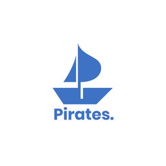 Letter p sailing boat and pirates logo vector. Initial p ship on the sea logo identity - obrazy, fototapety, plakaty