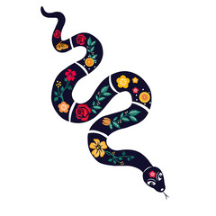 Naklejka premium snake in folk style