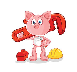 Fototapeta premium pig plumber cartoon. cartoon mascot vector