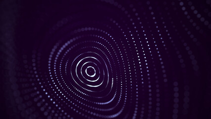 Futuristic particle sphere with broken structure. Big data technology background. 3d rendering.