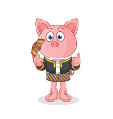 pig Javanese character. cartoon mascot vector