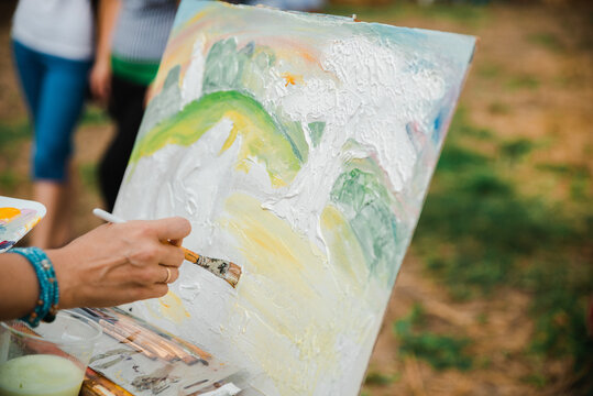 Artists paint pictures at the festival of Ukrainian culture August 1, 2019