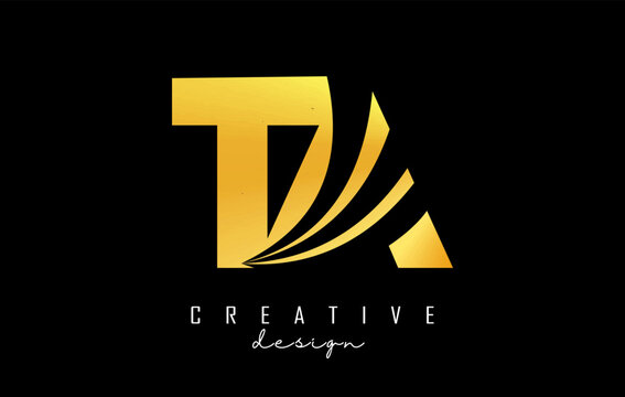 Golden letter TA t a logo with leading lines and road concept design. Letters with geometric design. Vector Illustration with letter and creative cuts.