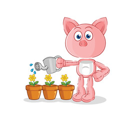 Fototapeta premium pig watering the flowers mascot. cartoon vector