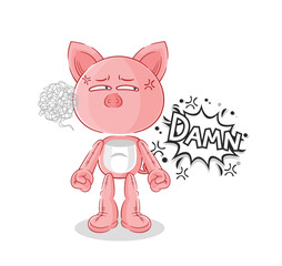pig very pissed off illustration. character vector