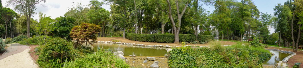 Emirgan Park, a historical urban park located in the Sariyer district of Istanbul, Turkey. Tourists visit and spend the weekend.ISTANBUL TURKEY August 2022