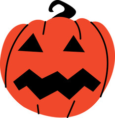 Halloween pumpkin with scary face on white