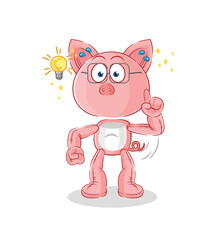 pig got an idea cartoon. mascot vector