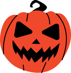 Halloween pumpkin with scary face on white