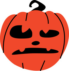 Halloween pumpkin with scary face on white