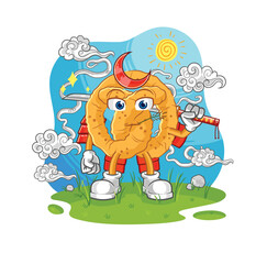 pretzel samurai cartoon. cartoon mascot vector