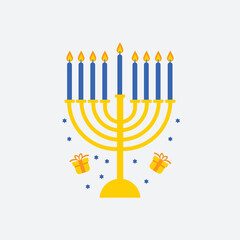 Menorah Glyph Icon set, happy hanukkah