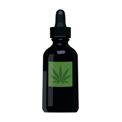 Bottle of healthy hemp oil on white background