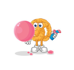 pretzel chewing gum vector. cartoon character