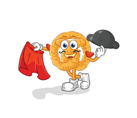 pretzel matador with red cloth illustration. character vector