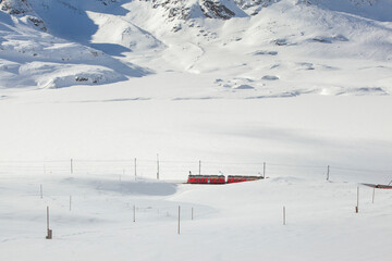 Red Express in the Winter Season, Poschiavo Switzerland