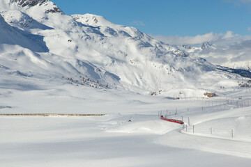 Red Express in the Winter Season, Poschiavo Switzerland