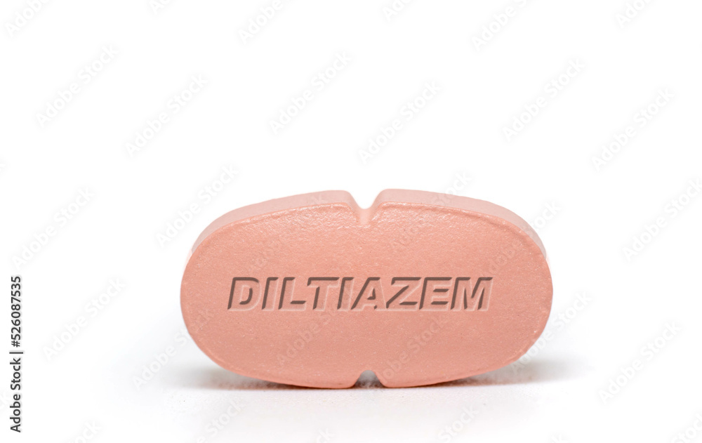 Wall mural Diltiazem Pharmaceutical medicine pills  tablet  Copy space. Medical concepts.