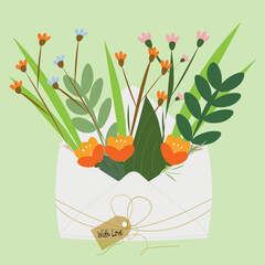 envelope with flowers with love