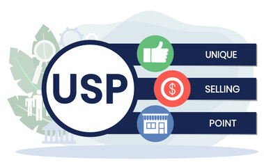 Unique selling point acronym banner web icon for business and marketing, USP, consumer, competition, branding and different. 
