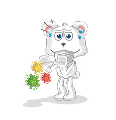 polar bear refuse viruses cartoon. cartoon mascot vector