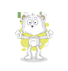 polar bear full battery character. cartoon mascot vector