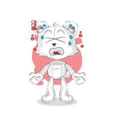 polar bear low battery mascot. cartoon vector