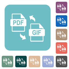 PDF GIF file conversion rounded square flat icons